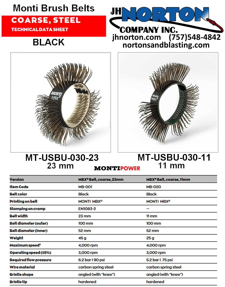 MontiBrushBeltCourseSteelBlackSpecs Monti Brush Belts Black Coarse Steel Specs