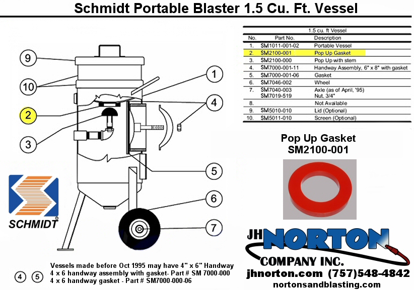 schmidt1_5popupgasket2100-001 pop-up gasket for 1.5 blast pot
