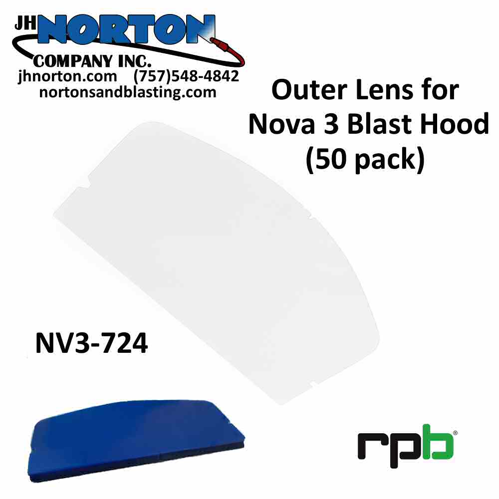 RPB Nova 3 Air Fed Sandblasting Helmet Tear Off Lenses – NV3-725, Pack Of 50, Clear, USA Made