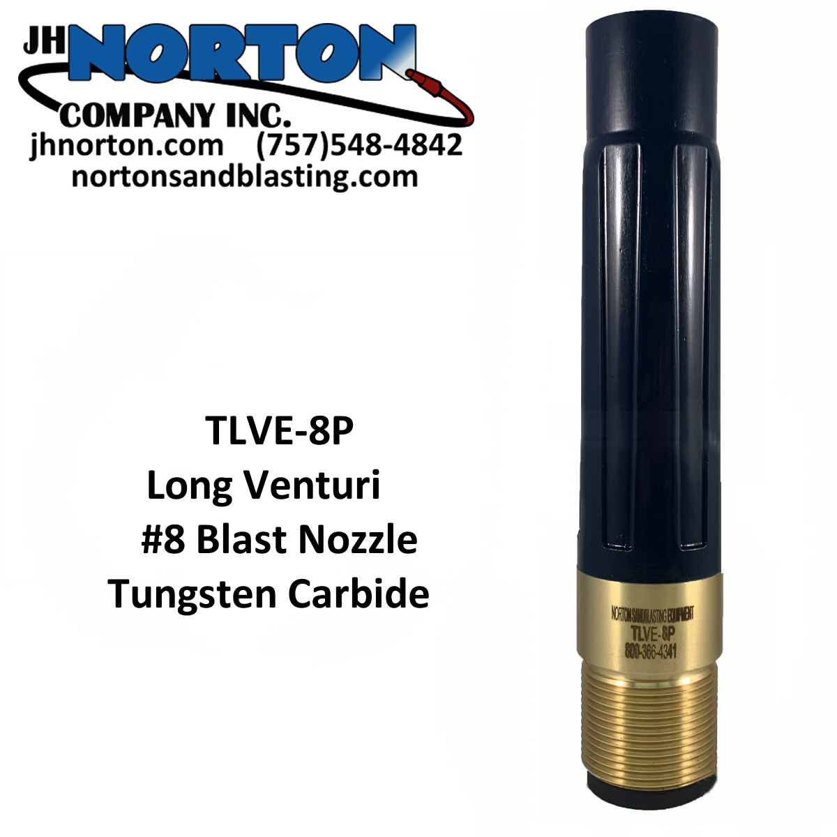 Size 8 Blast Nozzle Long Venturi Tungsten Carbide Poly Jacket