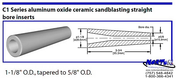 Nozzles - straight Bore Aluminum oxide C1 Series